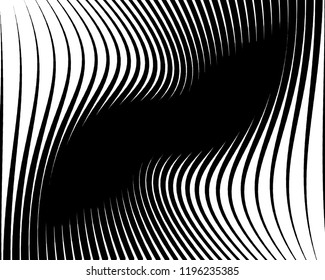 Abstract pattern. Texture with wavy, billowy lines. Optical art background. Wave design black and white. Digital image with a psychedelic stripes. Vector illustration