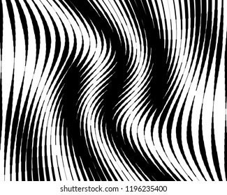 Abstract pattern. Texture with wavy, billowy lines. Optical art background. Wave design black and white. Digital image with a psychedelic stripes. Vector illustration