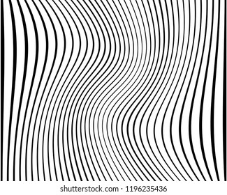 Abstract pattern. Texture with wavy, billowy lines. Optical art background. Wave design black and white. Digital image with a psychedelic stripes. Vector illustration