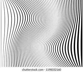 Abstract pattern. Texture with wavy, billowy lines. Optical art background. Wave design black and white. Digital image with a psychedelic stripes. Vector illustration