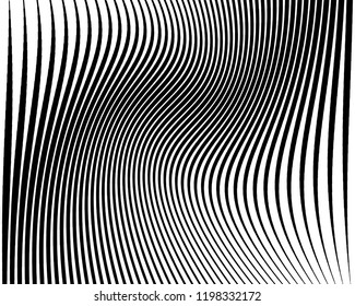 Abstract pattern. Texture with wavy, billowy lines. Optical art background. Wave design black and white. Digital image with a psychedelic stripes. Vector illustration