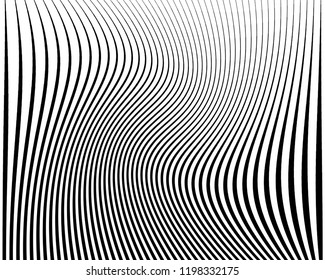 Abstract pattern. Texture with wavy, billowy lines. Optical art background. Wave design black and white. Digital image with a psychedelic stripes. Vector illustration