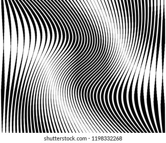 Abstract pattern. Texture with wavy, billowy lines. Optical art background. Wave design black and white. Digital image with a psychedelic stripes. Vector illustration