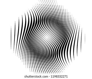Abstract pattern. Texture with wavy, billowy lines. Optical art background. Wave design black and white. Digital image with a psychedelic stripes. Vector illustration