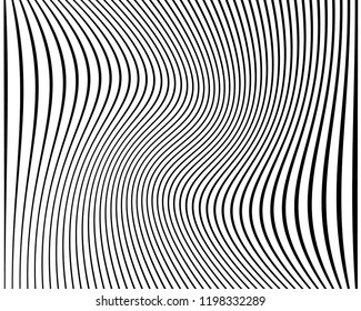 Abstract pattern. Texture with wavy, billowy lines. Optical art background. Wave design black and white. Digital image with a psychedelic stripes. Vector illustration