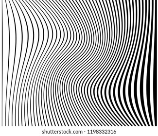 Abstract pattern. Texture with wavy, billowy lines. Optical art background. Wave design black and white. Digital image with a psychedelic stripes. Vector illustration