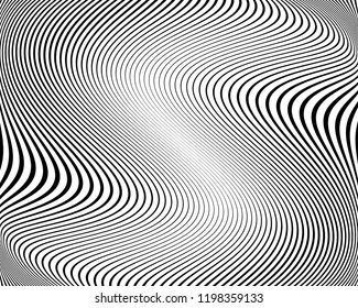 Abstract pattern. Texture with wavy, billowy lines. Optical art background. Wave design black and white. Digital image with a zebra stripes. Vector illustration