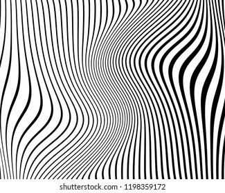 Abstract pattern. Texture with wavy, billowy lines. Optical art background. Wave design black and white. Digital image with a zebra stripes. Vector illustration