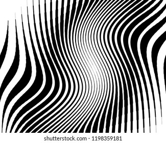 Abstract pattern. Texture with wavy, billowy lines. Optical art background. Wave design black and white. Digital image with a zebra stripes. Vector illustration