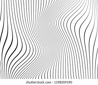Abstract pattern. Texture with wavy, billowy lines. Optical art background. Wave design black and white. Digital image with a zebra stripes. Vector illustration