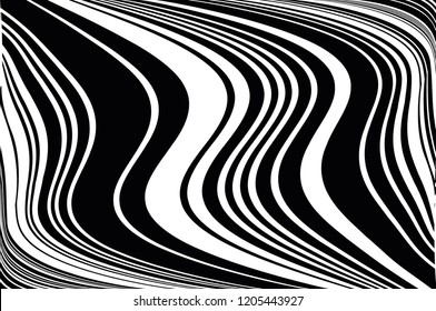 Abstract pattern. Texture with wavy, billowy lines. Optical art background. Wave design black and white. Digital image with a psychedelic stripes. Vector illustration