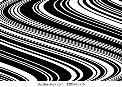 Abstract pattern. Texture with wavy, billowy lines. Optical art background. Wave design black and white. Digital image with a psychedelic stripes. Vector illustration
