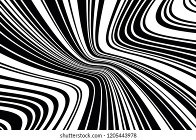 Abstract pattern. Texture with wavy, billowy lines. Optical art background. Wave design black and white. Digital image with a psychedelic stripes. Vector illustration