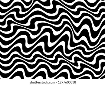 Abstract pattern. Texture with wavy, billowy lines. Optical art background. Wave design black and white. Digital image with a zebra stripes. Vector illustration.