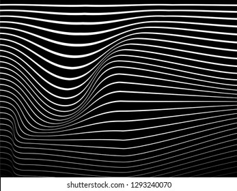 Abstract pattern. Texture with wavy, billowy lines. Optical art background. Wave design black and white. Digital image with a zebra stripes. Vector illustration.