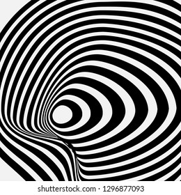 Abstract pattern. Texture with wavy, billowy lines. Optical art background. Wave design black and white. Digital image with a zebra stripes. Vector illustration.