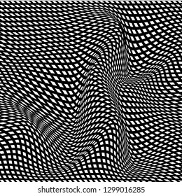 Abstract pattern. Texture with wavy, billowy lines. Optical art background. Wave design black and white. Digital image with a zebra stripes. Vector illustration.