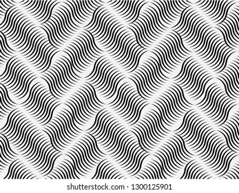 Abstract pattern. Texture with wavy, billowy lines. Optical art background. Wave design black and white. Digital image with a zebra stripes. Vector illustration.