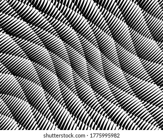  Abstract pattern. Texture with wavy, billowy lines. Optical art background. Wave design black and white. Digital image with a psychedelic stripes. Vector illustration