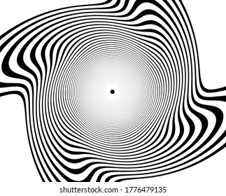 Abstract pattern. Texture with wavy, billowy lines. Optical art background. Wave design black and white. Digital image with a psychedelic stripes. Vector illustration