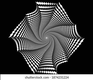 Abstract pattern. Texture with wavy, billowy lines. Optical art background. Wave design black and white. Digital image with a psychedelic stripes