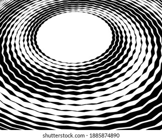 Abstract pattern. Texture with wavy, billowy lines. Optical art background. Wave design black and white. Digital image with a psychedelic stripes. Vector illustration