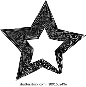 Abstract pattern. Texture with wavy, billowy lines. Optical art background. Wave design black and white. Digital image with a psychedelic stripes. star