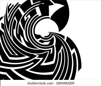 Abstract pattern. Texture with wavy, billowy lines. Optical art background. Wave design black and white. Digital image with a psychedelic stripes. Vector illustration