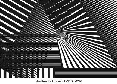 Abstract pattern. Texture with wavy, billowy lines. Optical art background. Wave design black and white. Digital image with a psychedelic stripes. Vector illustration