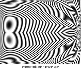 Abstract pattern. Texture with wavy, billowy lines. Optical art background. Wave design black and white. Digital image with a psychedelic stripes. Vector illustration