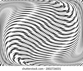 Abstract pattern. Texture with wavy, billowy lines. Optical art background. Wave design black and white. Digital image with a psychedelic stripes. Vector illustration
