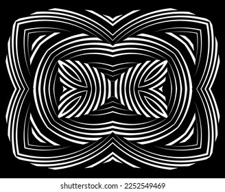 Abstract pattern. Texture with wavy, billowy lines. Optical art background. Wave design black and white. Digital image with a psychedelic stripes. Vector illustration