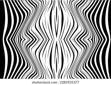 Abstract pattern. Texture with wavy, billowy lines. Optical art background. Wave design black and white. Digital image with a psychedelic stripes