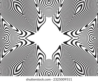  Abstract pattern. Texture with wavy, billowy lines. Optical art background. Wave design black and white. Digital image with a psychedelic stripes. Vector illustration
