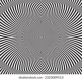 Abstract pattern. Texture with wavy, billowy lines. Optical art background. Wave design black and white. Digital image with a psychedelic stripes. Vector illustration
