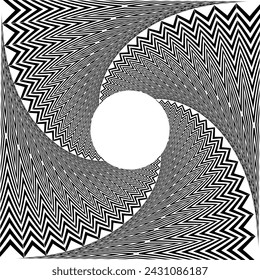 Abstract pattern. Texture with wavy, billowy lines. Optical art background. Wave design black and white. Digital image with a psychedelic stripes. Vector illustration