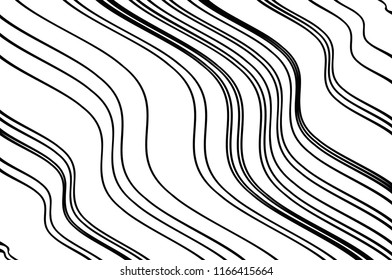 Abstract pattern.  Texture with wavy, curves lines. Optical art background. Wave design black and white. Digital image with a psychedelic stripes. Vector illustration