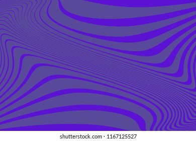 Abstract pattern.  Texture with wavy, curves lines. Optical art background. Wave design purple, violet color. Digital image with a psychedelic stripes. Vector illustration