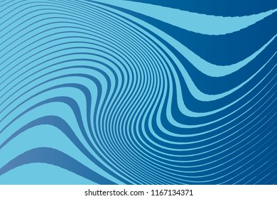 Abstract pattern. Texture with wavy, curves lines. Optical art background. Wave design blue color. Digital image with a psychedelic stripes. Vector illustration