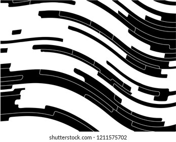 Abstract pattern. Texture with wavy, curves lines. Optical art background. Wave design black and white, motion, dynamic style. Digital image with a psychedelic stripes. Vector illustration 