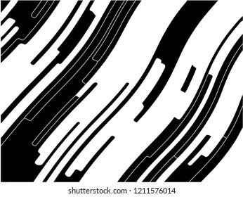 Abstract pattern. Texture with wavy, curves lines. Optical art background. Wave design black and white, motion, dynamic style. Digital image with a psychedelic stripes. Vector illustration 