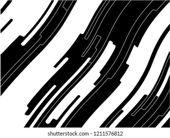 Abstract pattern. Texture with wavy, curves lines. Optical art background. Wave design black and white, motion, dynamic style. Digital image with a psychedelic stripes. Vector illustration 