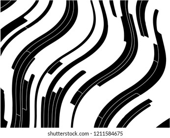 Abstract pattern. Texture with wavy, curves lines. Optical art background. Wave design black and white, motion, dynamic style. Digital image with a psychedelic stripes. Vector illustration 