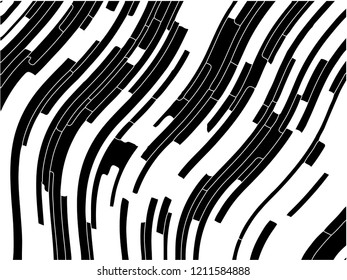 Abstract pattern. Texture with wavy, curves lines. Optical art background. Wave design black and white, motion, dynamic style. Digital image with a psychedelic stripes. Vector illustration 