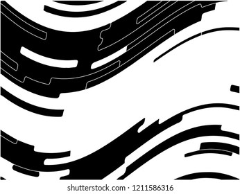 Abstract pattern. Texture with wavy, curves lines. Optical art background. Wave design black and white, motion, dynamic style. Digital image with a psychedelic stripes. Vector illustration 