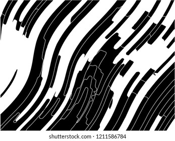 Abstract pattern. Texture with wavy, curves lines. Optical art background. Wave design black and white, motion, dynamic style. Digital image with a psychedelic stripes. Vector illustration 