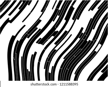 Abstract pattern. Texture with wavy, curves lines. Optical art background. Wave design black and white, motion, dynamic style. Digital image with a psychedelic stripes. Vector illustration 