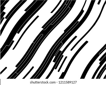 Abstract pattern. Texture with wavy, curves lines. Optical art background. Wave design black and white, motion, dynamic style. Digital image with a psychedelic stripes. Vector illustration 