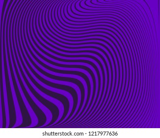 Abstract pattern. Texture with wavy, curves lines. Optical art background. Wave design, purple color. Digital image with a psychedelic stripes. Vector illustration  