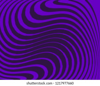 Abstract pattern. Texture with wavy, curves lines. Optical art background. Wave design, purple color. Digital image with a psychedelic stripes. Vector illustration  